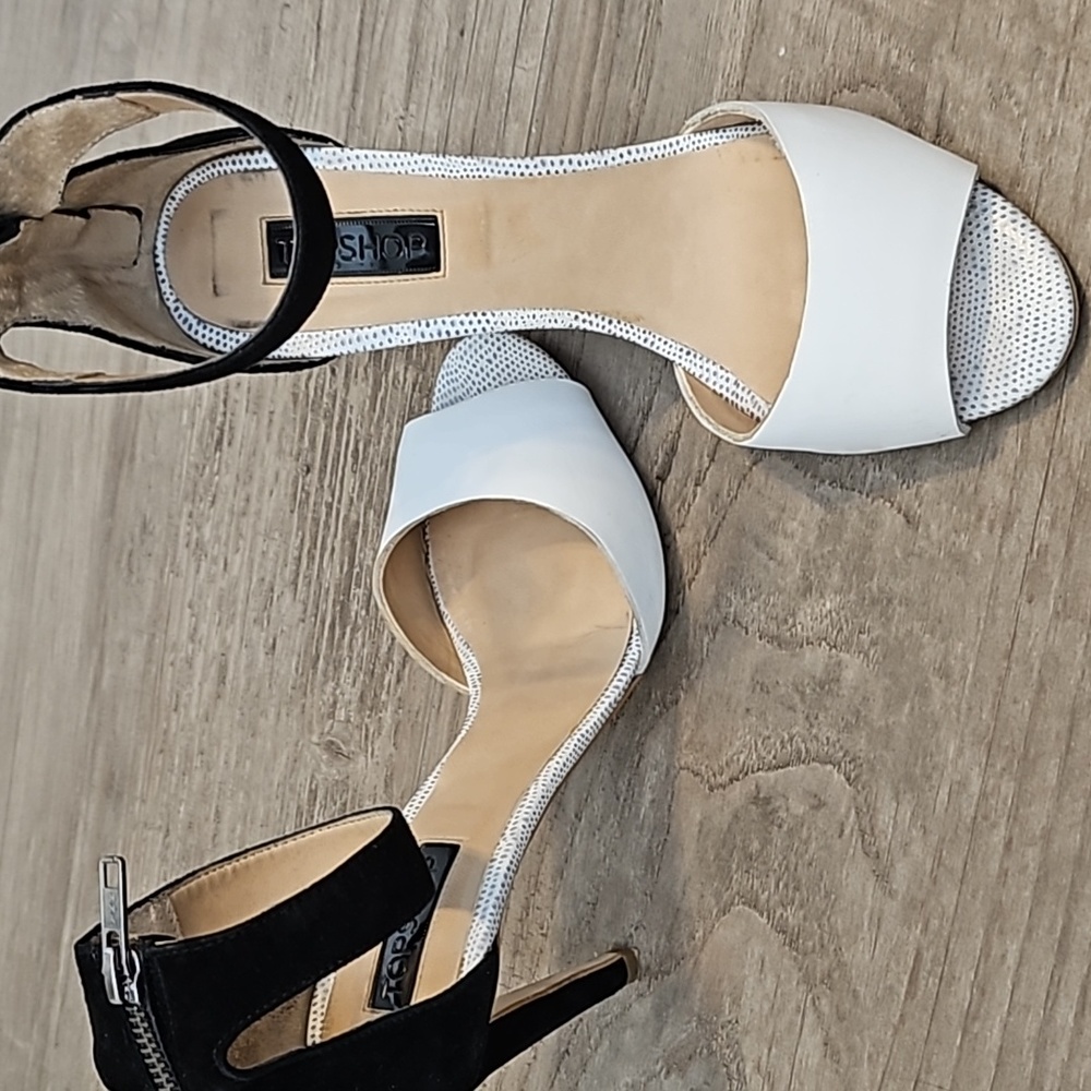 Top Shop Made In Spain Black and White Heels